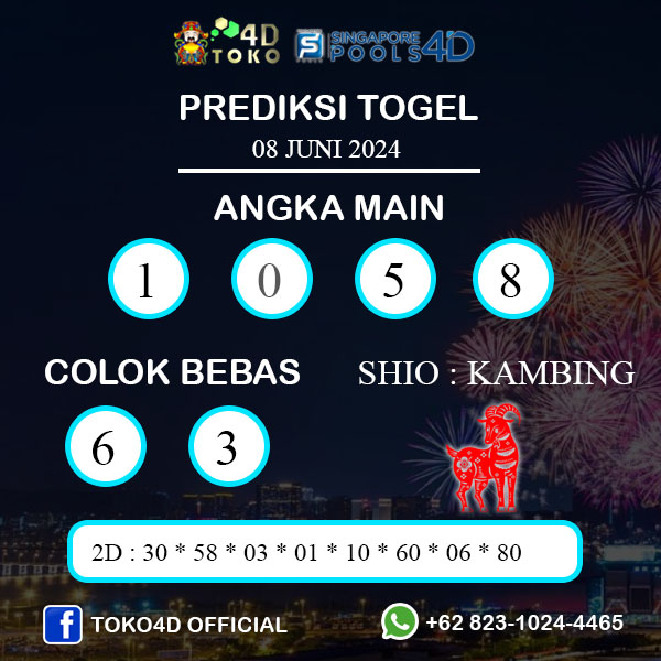 PREDIKSI TOGEL SINGAPORE SABTU : 08 JUNI 2024