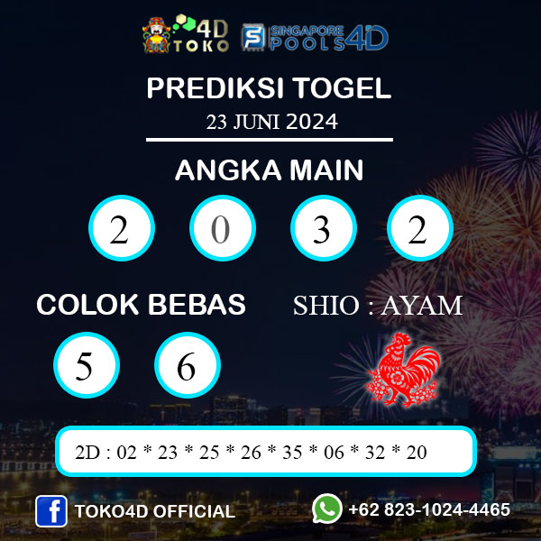 PREDIKSI TOGEL SINGAPORE MINGGU : 23 JUNI 2024