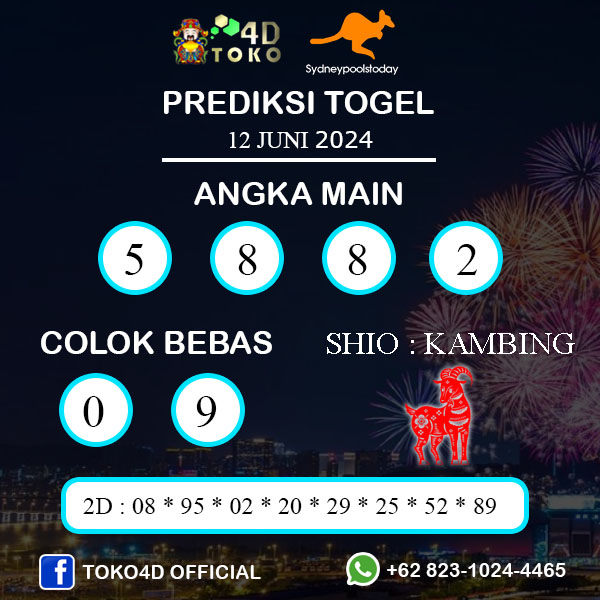 PREDIKSI TOGEL SYDNEY RABU : 12 JUNI 2024