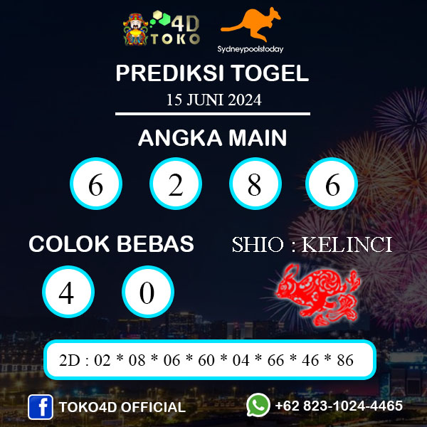 PREDIKSI TOGEL SYDNEY SABTU : 15 JUNI 2024