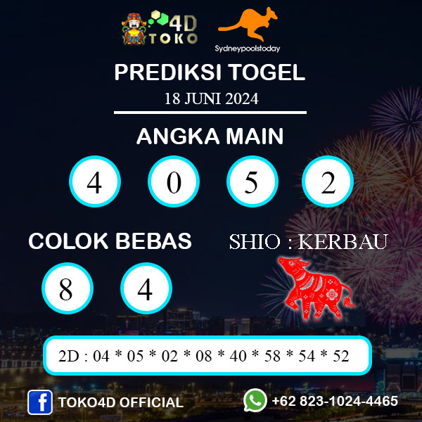 PREDIKSI TOGEL SYDNEY SELASA : 18 JUNI 2024