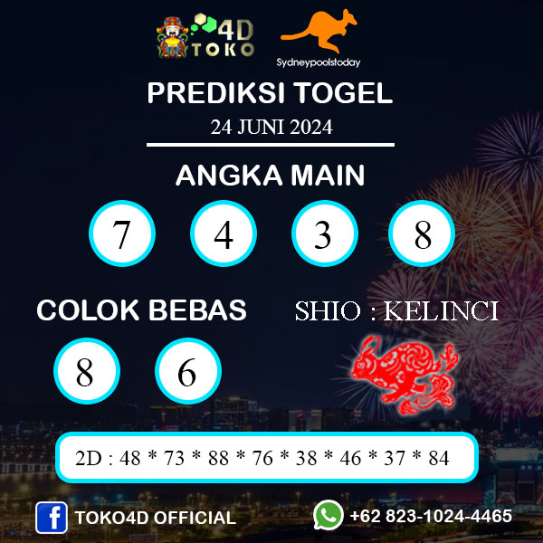 PREDIKSI TOGEL SYDNEY SENIN : 24 JUNI 2024