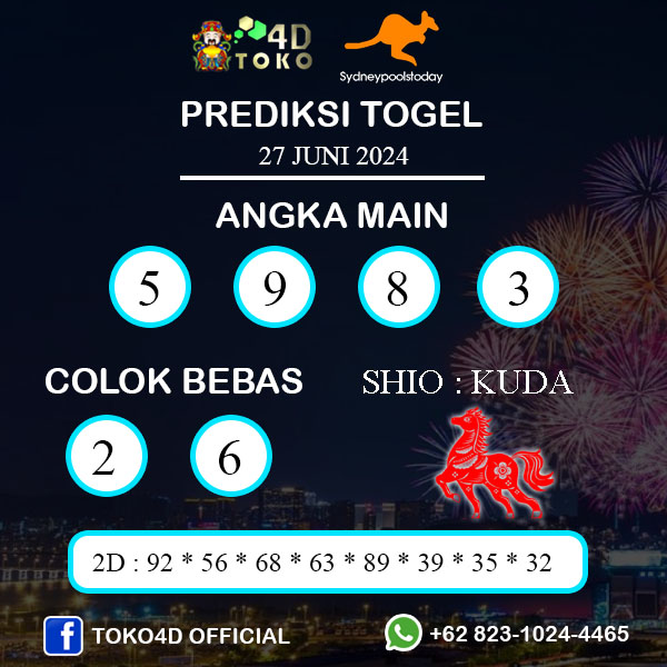 PREDIKSI TOGEL SYDNEY KAMIS : 27 JUNI 2024