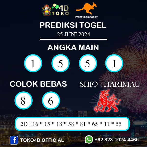 PREDIKSI TOGEL SYDNEY SELASA : 25 JUNI 2024