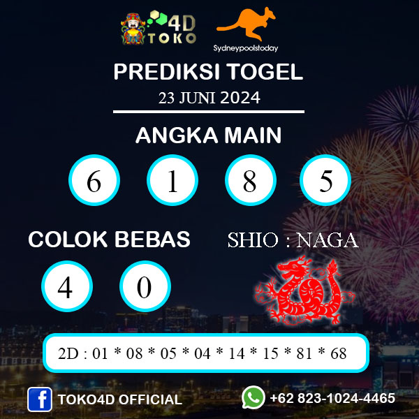 PREDIKSI TOGEL SYDNEY MINGGU : 23 JUNI 2024