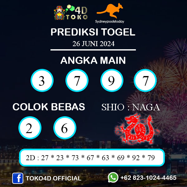 PREDIKSI TOGEL SYDNEY RABU : 26 JUNI 2024