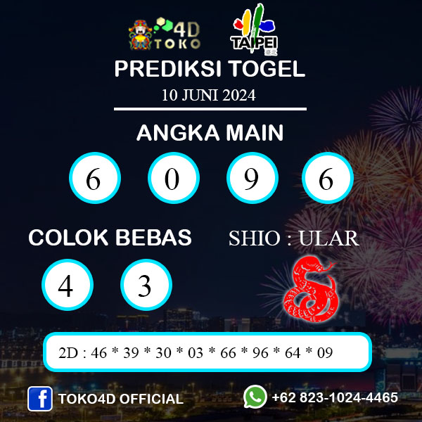 PREDIKSI TOGEL TAIPEI SENIN : 10 JUNI 2024