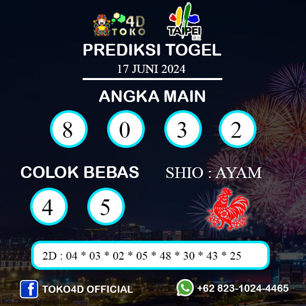 PREDIKSI TOGEL TAIPEI SENIN : 17 JUNI 2024