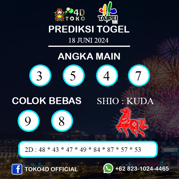 PREDIKSI TOGEL TAIPEI SELASA : 18 JUNI 2024