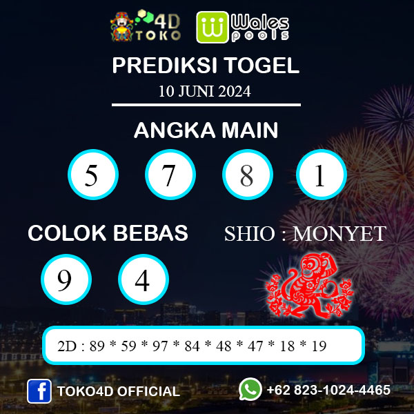 PREDIKSI TOGEL WALES SENIN : 10 JUNI 2024