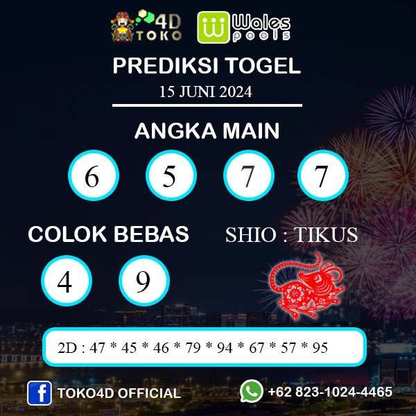 PREDIKSI TOGEL WALES SABTU : 15 JUNI 2024