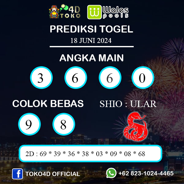 PREDIKSI TOGEL WALES SELASA : 18 JUNI 2024