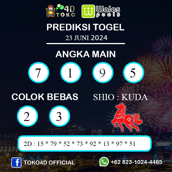 PREDIKSI TOGEL WALES MINGGU : 23 JUNI 2024