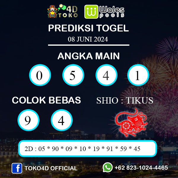 PREDIKSI TOGEL WALES SABTU : 08 JUNI 2024