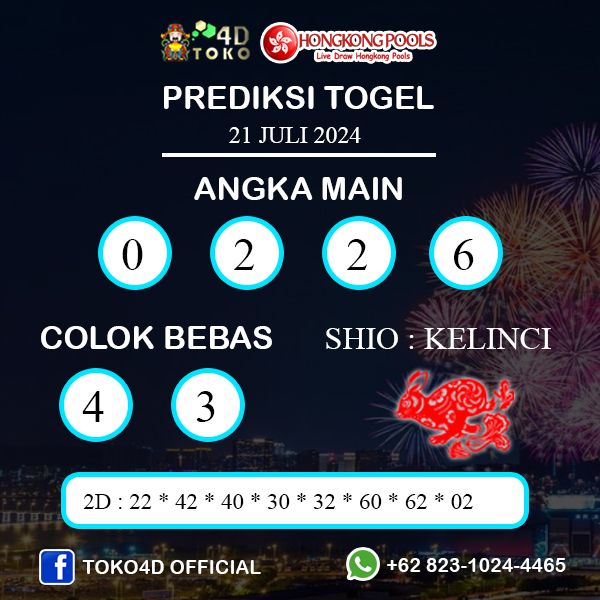 PREDIKSI TOGEL HONGKONG MINGGU : 21 JULI 2024