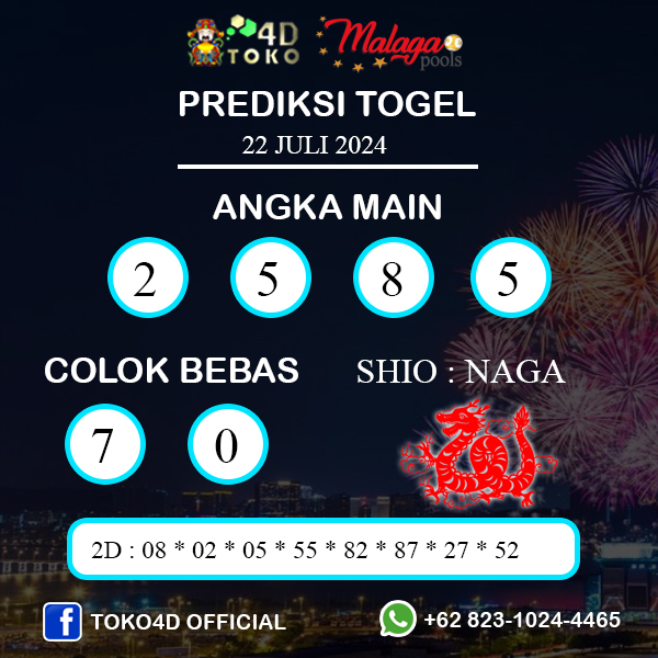 PREDIKSI TOGEL MALAGA SENIN : 22 JULI 2024