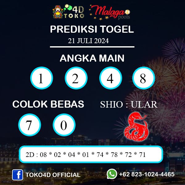 PREDIKSI TOGEL MALAGA MINGGU : 21 JULI 2024