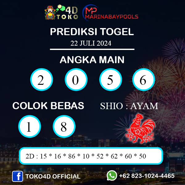 PREDIKSI TOGEL MARINABAY SENIN : 22 JULI 2024