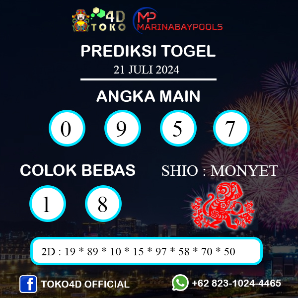 PREDIKSI TOGEL MARINABAY MINGGU : 21 JULI 2024