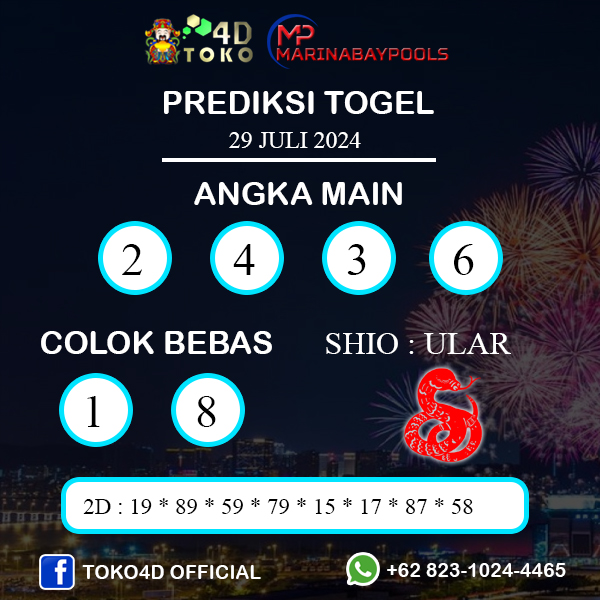 PREDIKSI TOGEL MARINABAY SENIN : 29 JULI 2024