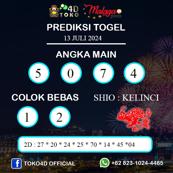 PREDIKSI TOGEL MALAGA SABTU : 13 JULI 2024