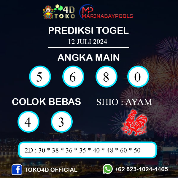 PREDIKSI TOGEL MARINABAY JUMAT : 12 JULI 2024