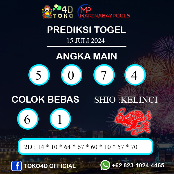 PREDIKSI TOGEL MARINABAY SENIN : 15 JULI 2024