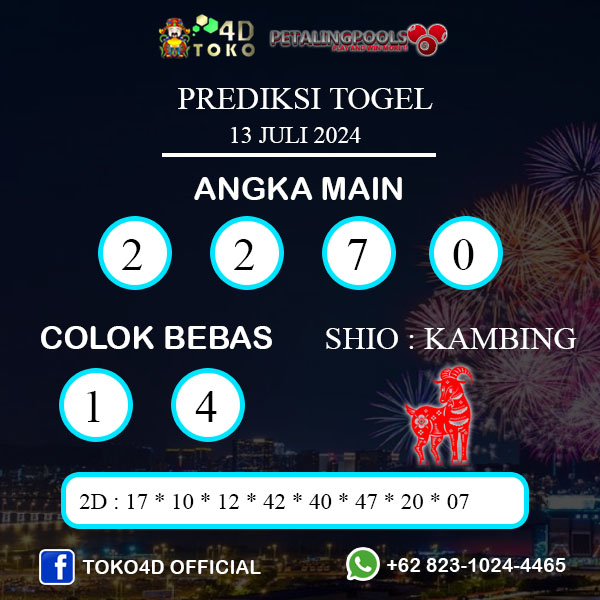 PREDIKSI TOGEL PETALING SABTU : 13 JULI 2024