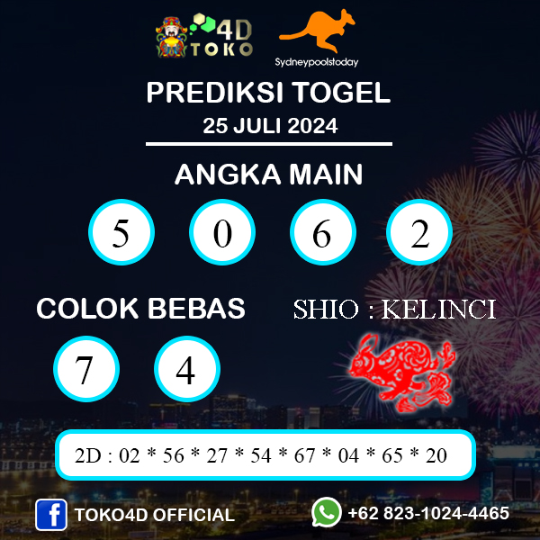 PREDIKSI TOGEL SYDNEY KAMIS : 25 JULI 2024