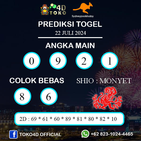 PREDIKSI TOGEL SYDNEY SENIN : 22 JULI 2024