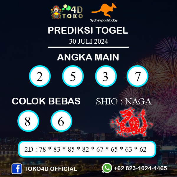 PREDIKSI TOGEL SYDNEY SELASA : 30 JULI 2024