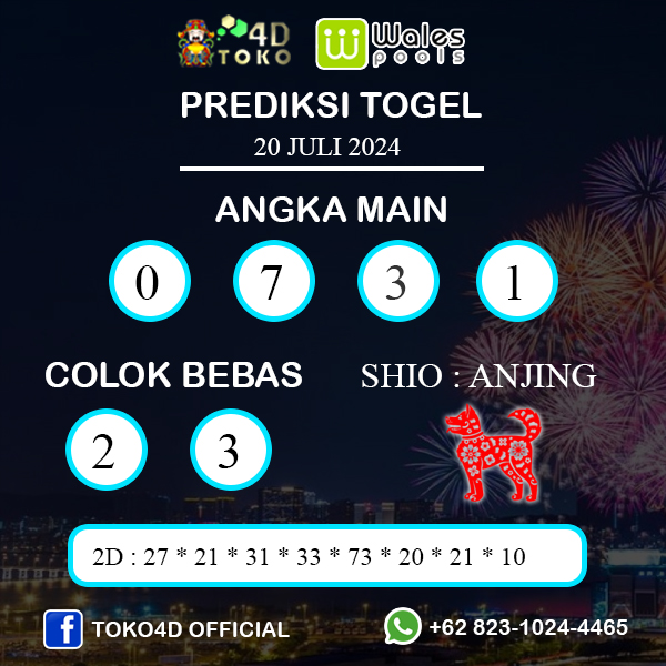 PREDIKSI TOGEL WALES SABTU : 20 JULI 2024