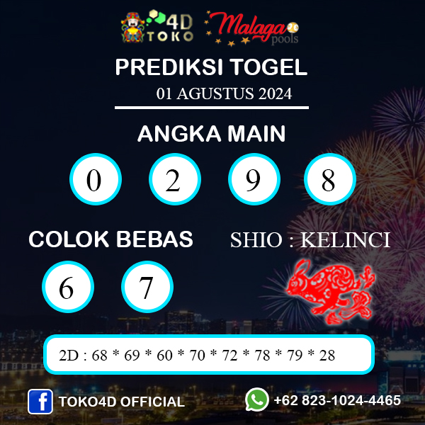 PREDIKSI TOGEL MALAGA KAMIS : 01 AGUSTUS 2024