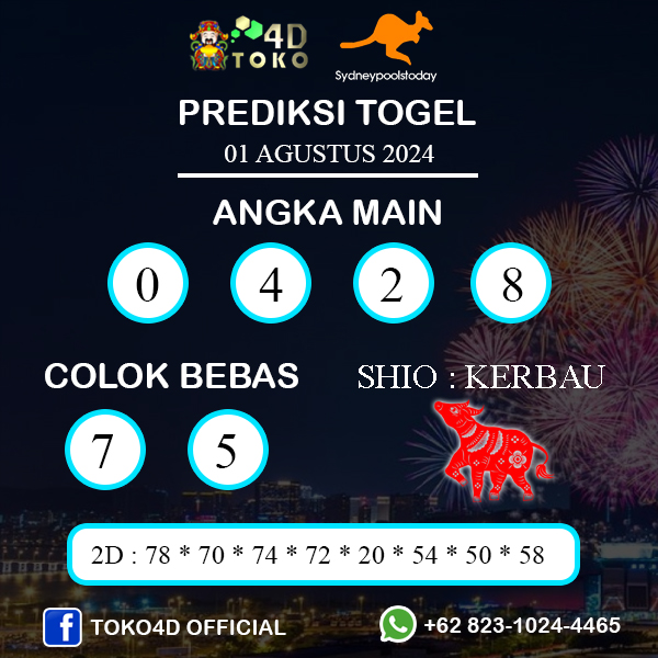 PREDIKSI TOGEL SYDNEY KAMIS : 01 AGUSTUS 2024