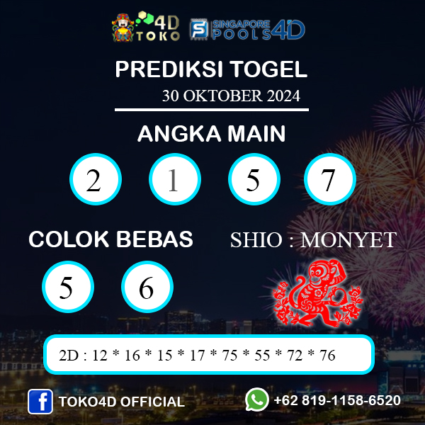 PREDIKSI TOGEL SINGAPORE RABU : 30 OKTOBER 2024