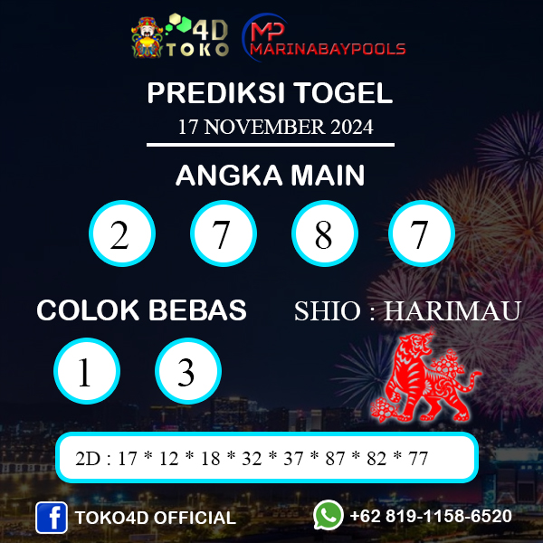 PREDIKSI TOGEL MARINABAY MINGGU : 17 NOVEMBER 2024