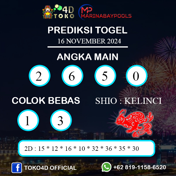 PREDIKSI TOGEL MARINABAY JUMAT : 15 NOVEMBER 2024