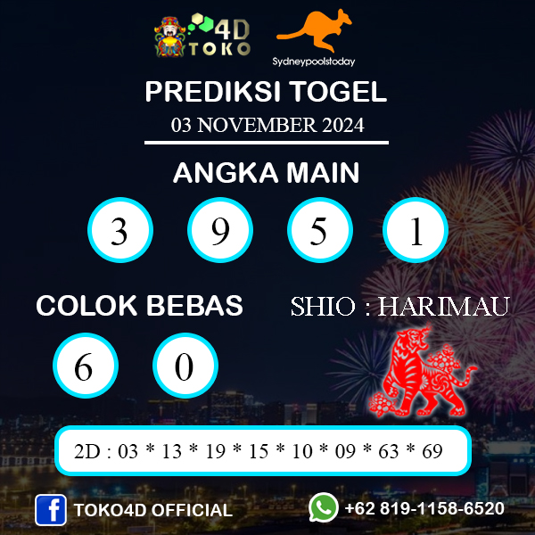 PREDIKSI TOGEL SYDNEY MINGGU : 03 NOVEMBER 2024