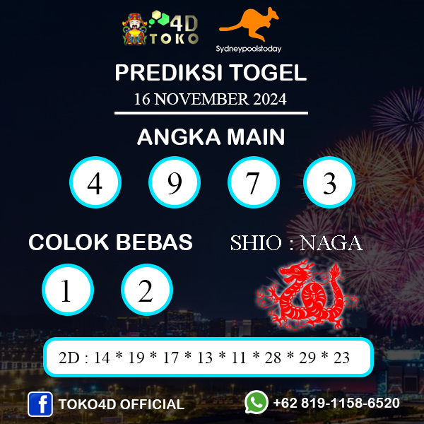 PREDIKSI TOGEL SYDNEY JUMAT : 15 NOVEMBER 2024