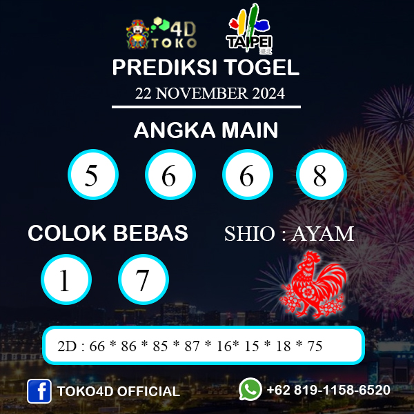 PREDIKSI TOGEL TAIPEI JUMAT : 22 NOVEMBER 2024