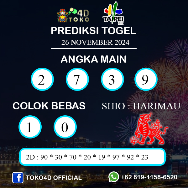 PREDIKSI TOGEL TAIPEI SELASA : 26 NOVEMBER 2024