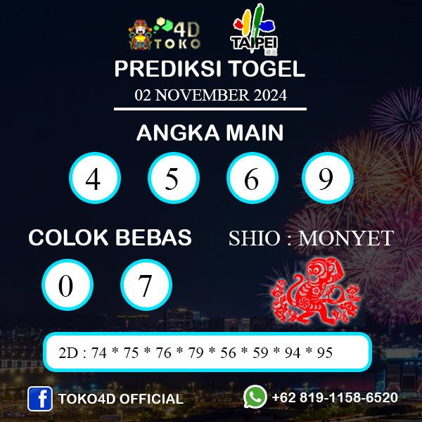 PREDIKSI TOGEL TAIPEI SABTU : 02 NOVEMBER 2024