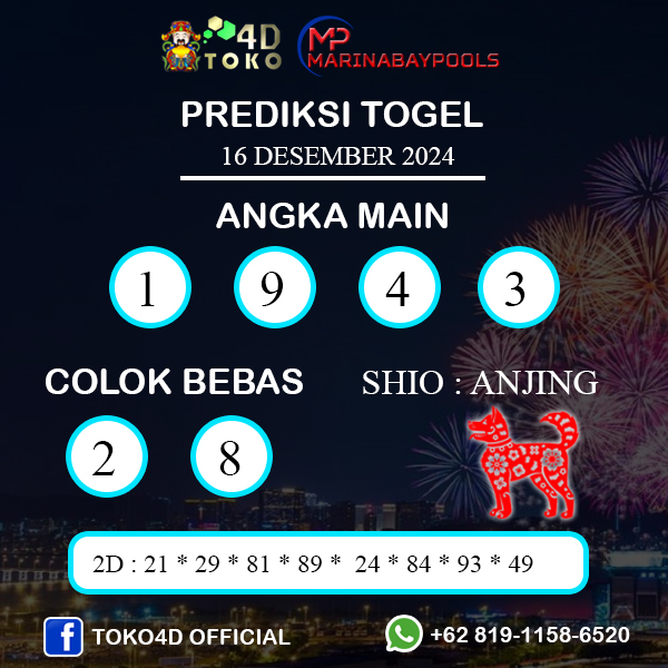 PREDIKSI TOGEL MARINABAY SENIN : 16 DESEMBER 2024