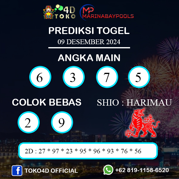 PREDIKSI TOGEL MARINABAY SENIN : 09 DESEMBER 2024