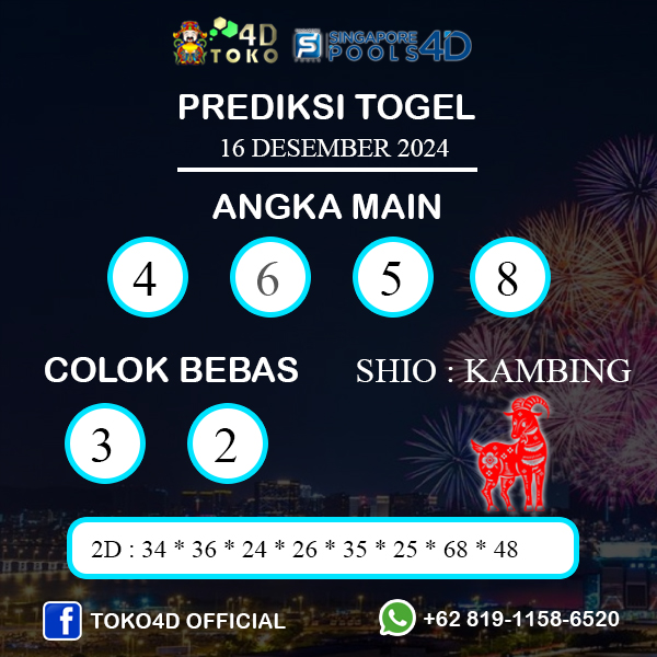 PREDIKSI TOGEL SINGAPORE SENIN : 16 DESEMBER 2024