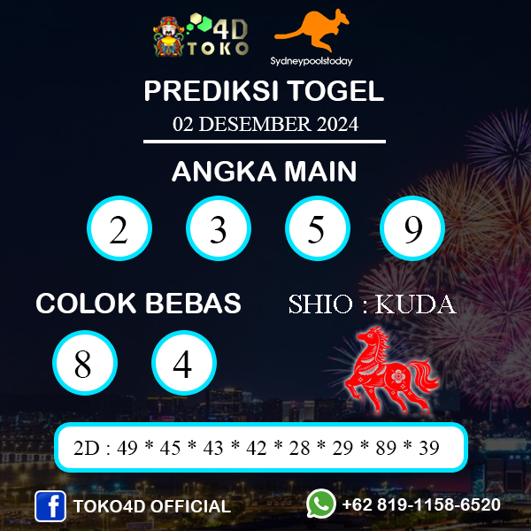 PREDIKSI TOGEL SYDNEY SENIN : 02 DESEMBER 2024