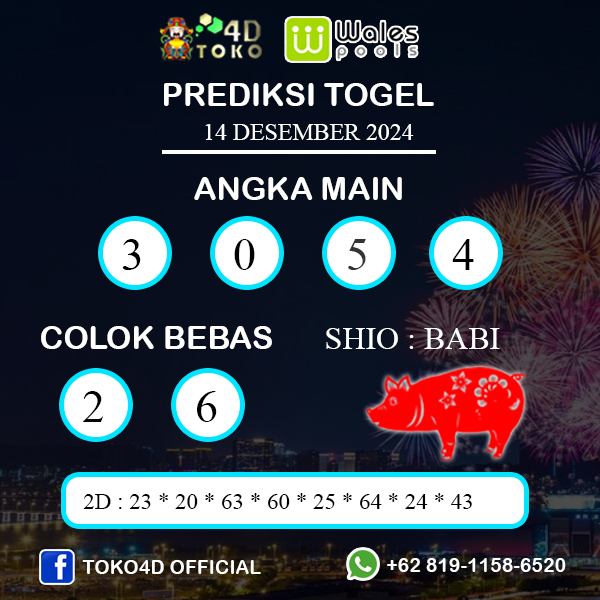 PREDIKSI TOGEL WALES SABTU : 14 DESEMBER 2024