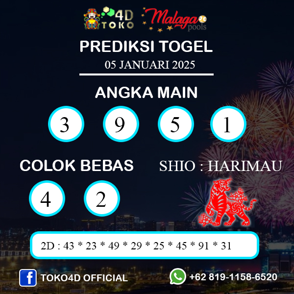 PREDIKSI TOGEL MALAGA MINGGU : 05 JANUARI 2025