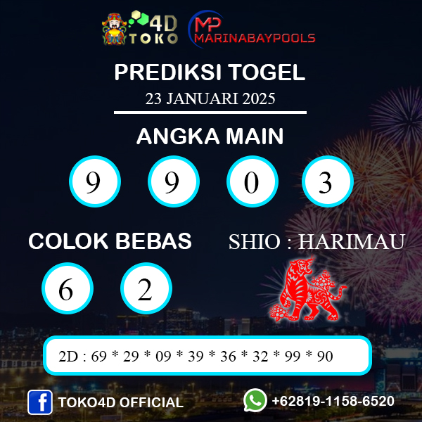 PREDIKSI TOGEL MARINABAY KAMIS : 23 JANUARI 2025