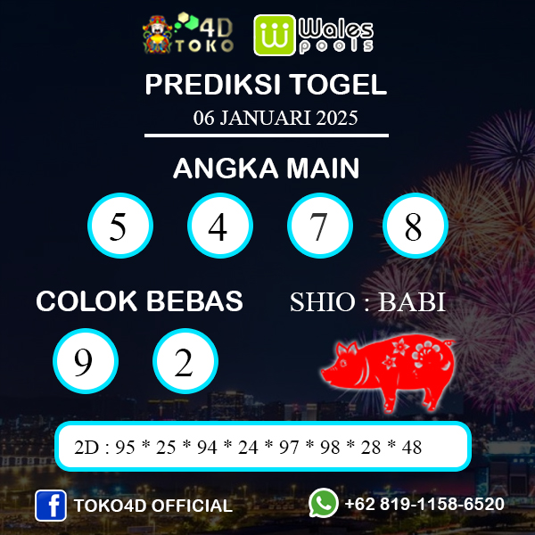 PREDIKSI TOGEL WALES SENIN : 06 JANUARI 2025